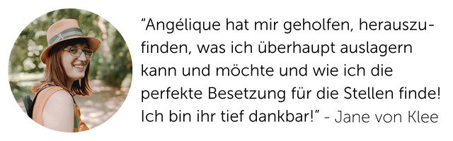 Kundenstimme von Jane von Klee - Angelique Dujic Mentorin für Teamaufbau für Gründer*innen