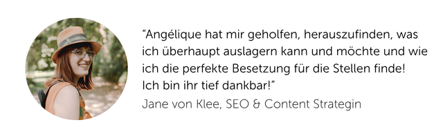 Kurz-Testimonial_mobil_Jane von Klee Kundenstimme von Jane von Klee - Angelique Dujic Mentorin für Teamaufbau für Gründer*innen